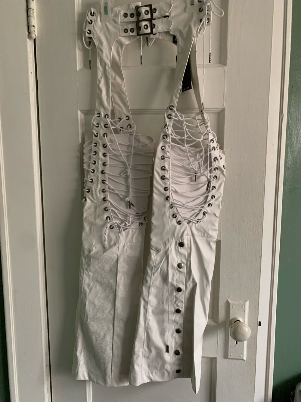 White Lace-Up Cutout Wide-Leg Jumpsuit